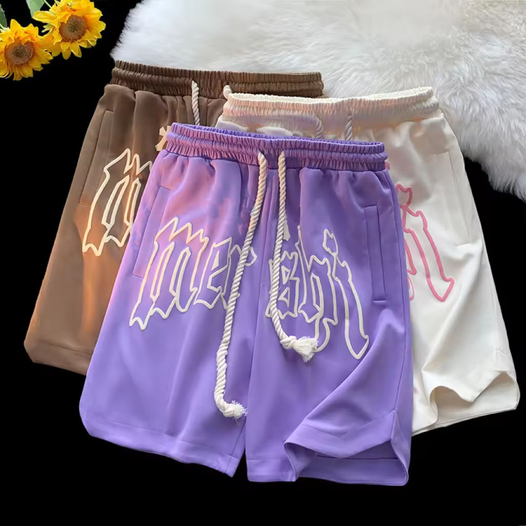 YITE Streetwear French Terry Oversized Football Shorts De Hombre Custom High Quality 100% Cotton Puff Print Baggy Shorts Men