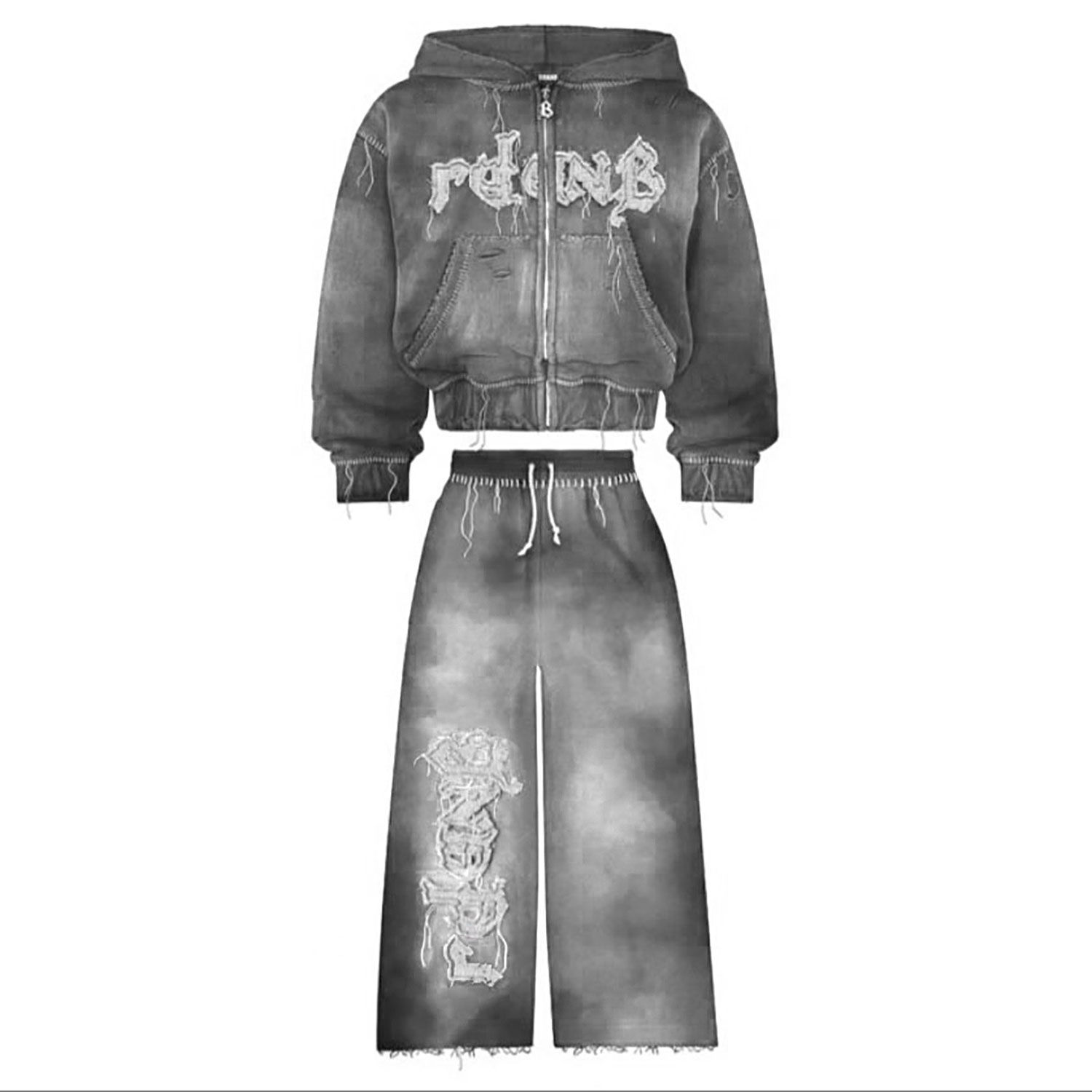 Fall 2025 Heavyweight Oversized Cropped Hoodie and Baggy Sweatpants Sets Cotton French Terry Jogging Men Tracksuit Sweat Suits
