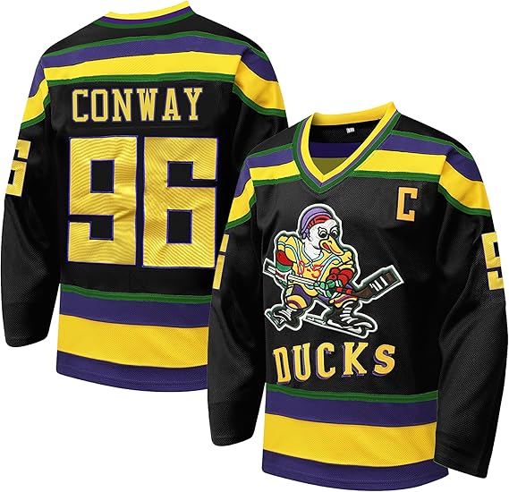 Mighty Ducks #96 Charlie Conway #99 Adam Banks #33 Greg Goldberg,90s Movie Ice Hockey Jersey for Men and Women