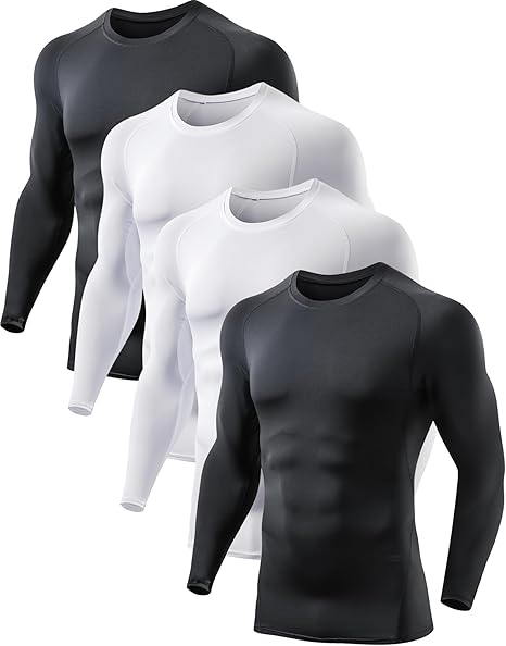 Pack Compression Shirts for Men Long Sleeve Athletic Base Layer Undershirt Gear T Shirt for Workout