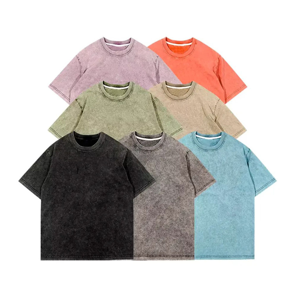 Wholesale Men Acid Wash T Shirt Streetwear 100% Cotton t Shirts with logo Customize Oversized Vintage T-shirt Custom logo Oem